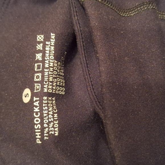 Phisockat Black Ankle Length Legging Wide Waistband Thigh Pockets Sz S - Picture 7 of 7